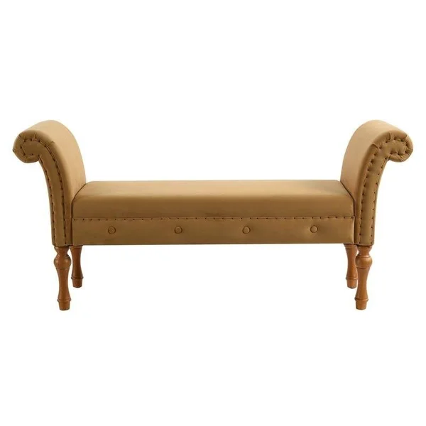 Brika Home Roll Arm Entryway Bench in Gold - BR-1900571