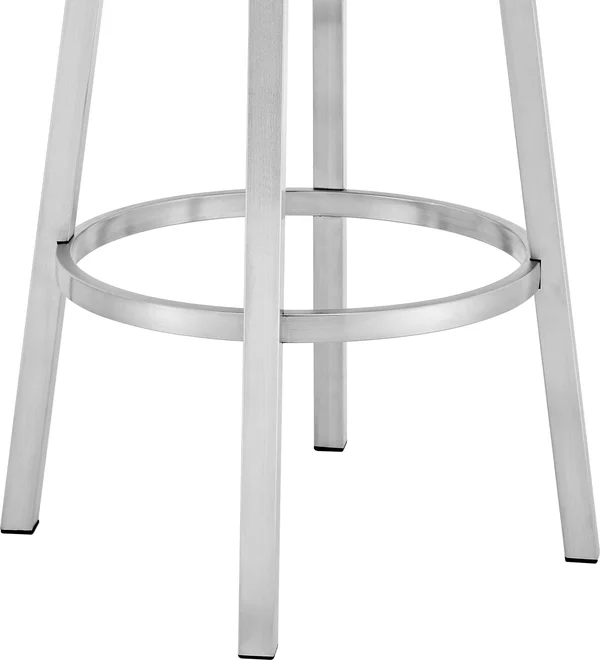 Armen Living LCMABABSBLU30 Madrid Contemporary 30x22 Counter Height Barstool in Brushed Stainless Steel Finish and Blue Faux Lea