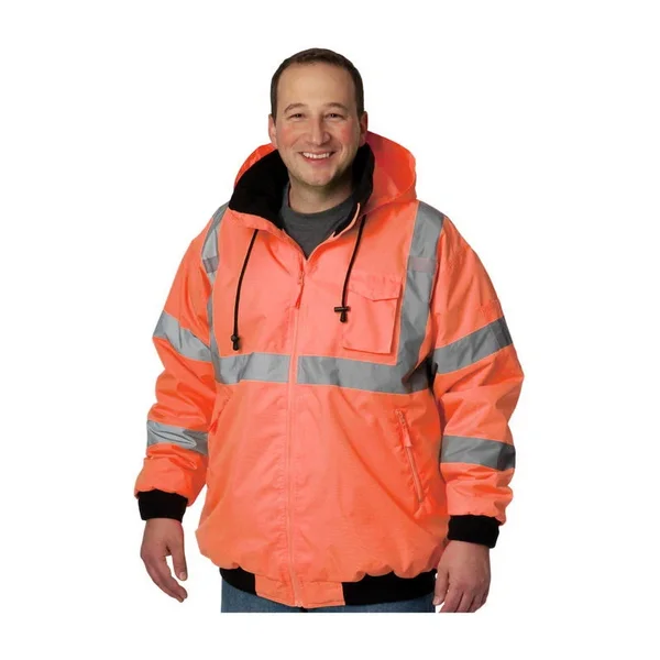 PIP 333-1762-LY ANSI Class 3 Bomber Jacket with Zip-Out Fleece Liner - Hi Vis Yellow-Large