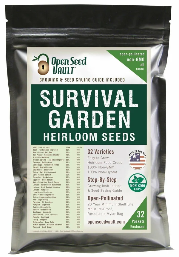 15 - 000 Non GMO Heirloom Vegetable Seeds Survival Garden 32 Variety Pack by Open Seed