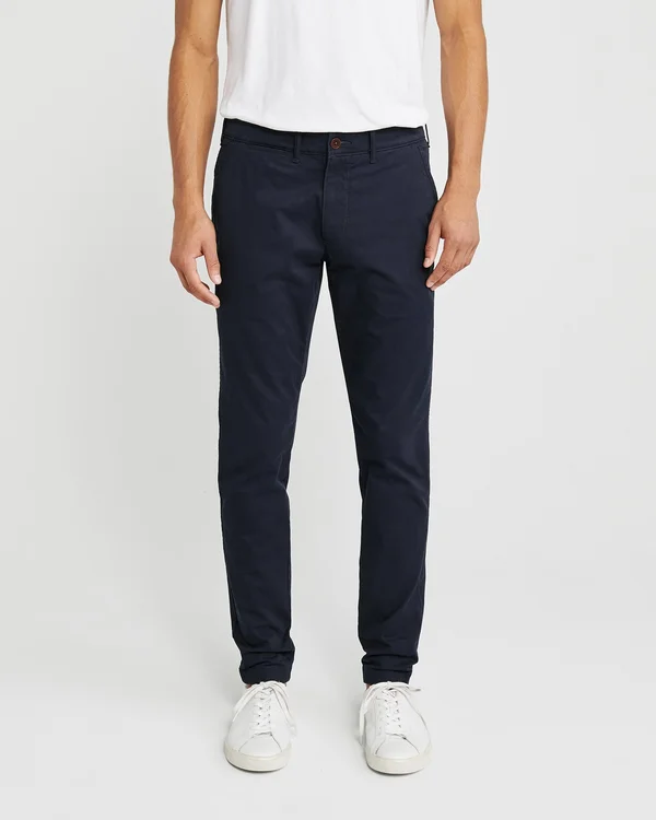 Abercrombie & Fitch Men's Super Skinny Chinos in Navy Blue - Size 34 x 32