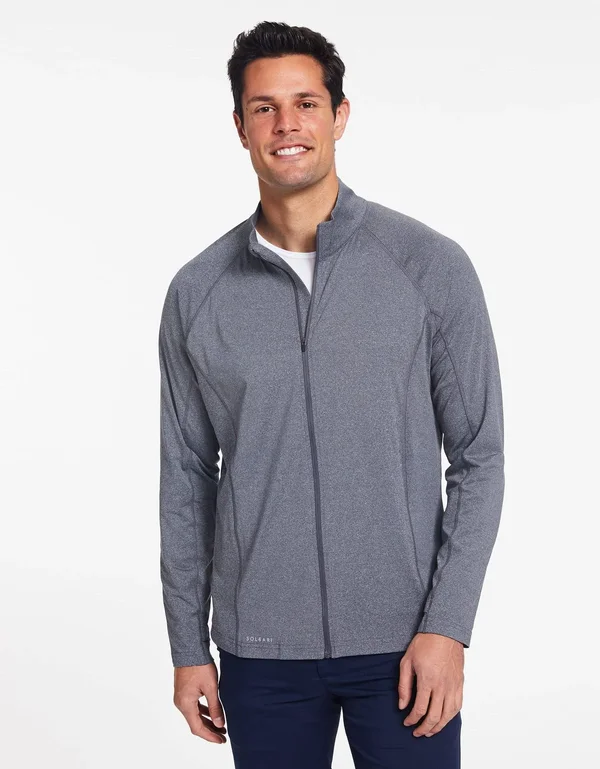 UPF 50+ Sun Protective Essential Full Zip Jacket for Men - Solbari Light Grey
