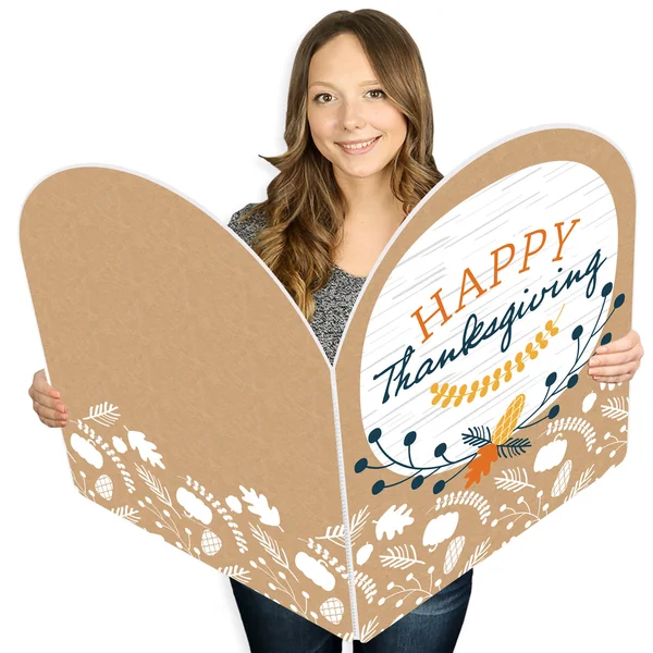 Big Dot of Happiness - Happy Thanksgiving - Fall Giant Greeting Card - Big Shaped Jumborific Card - 16.5 x 22 Inches