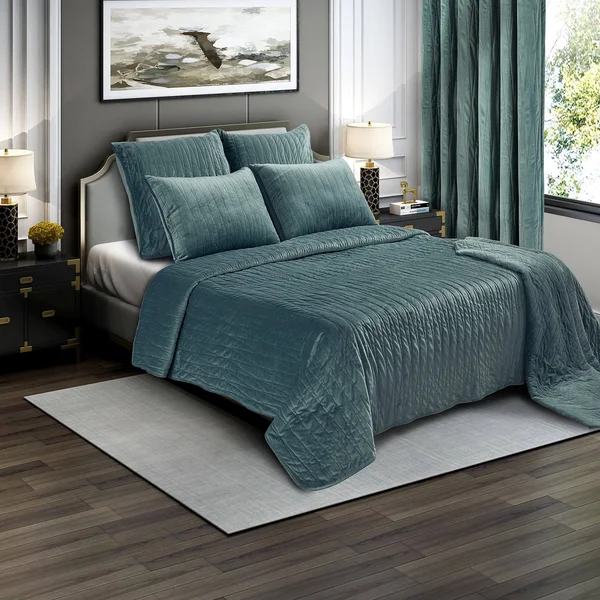 Velvet Quilt Set by Brielle Seafoam - Size King