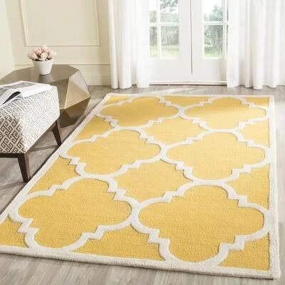 Clapham Geometric Handmade Tufted Wool Gold/Ivory Area Rug Charlton Home Rug Size: Rectangle 6' x 9'