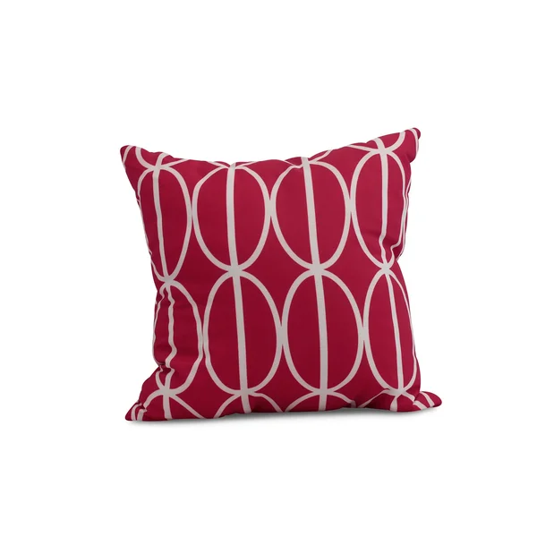 Contemporary Home Living 18x22 Fuchsia Pink and White Ovals with Stripes Square Throw Pillow - Down Alternative Filler