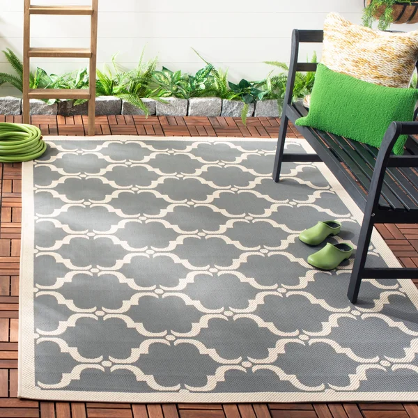 Safavieh Cy6009-232 Courtyard Beige, Brown Indoor, Outdoor Rug - 8& x 11&