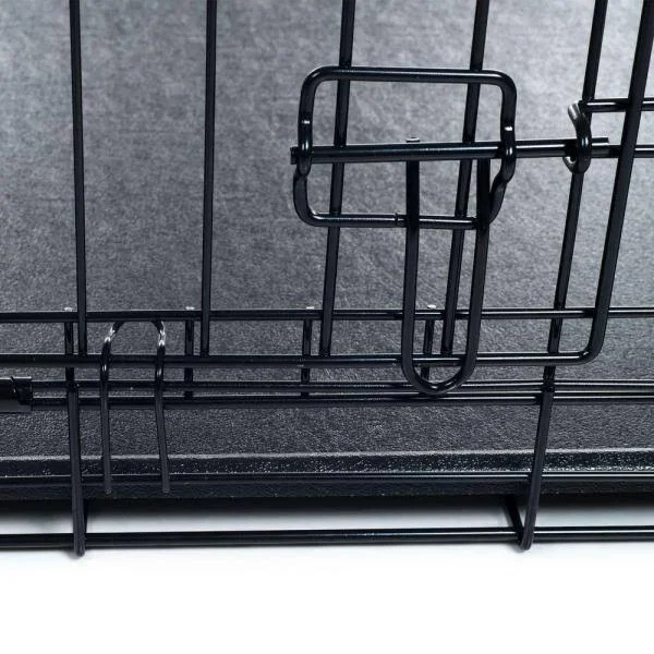 Petmaker 2 Door Foldable Dog Crate Cage, Black