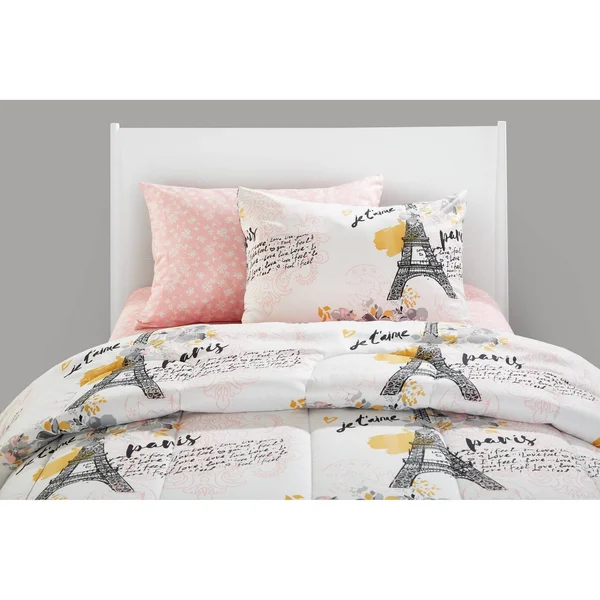 Your Zone Teen Paris Eiffel Tower Bed in A Bag Comforter Set - Size Queen