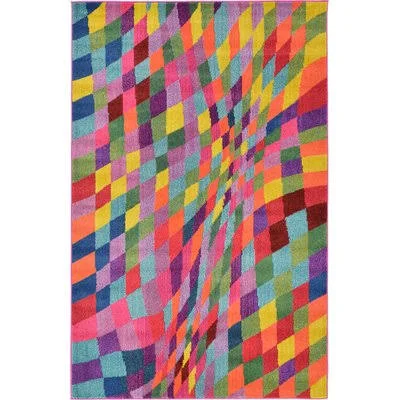 Latitude Run Oldsmar Pink/Green Area Rug, Size: Rectangle 9& x 12&