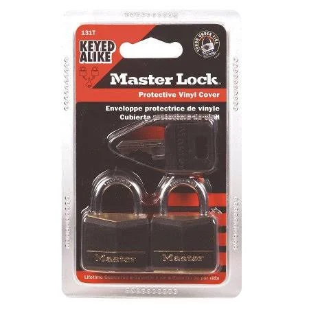 131t Solid Aluminum Keyed Alike Padlock, Black Cover, 3/16-Inch Shackle, 2-Pack 2 Pack, Ship from USA, Brand Master Lock