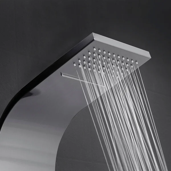 AKDY sp0057 65 in. 8-Jet Shower Panel System in Space Gray Brushed Stainless Steel - Black