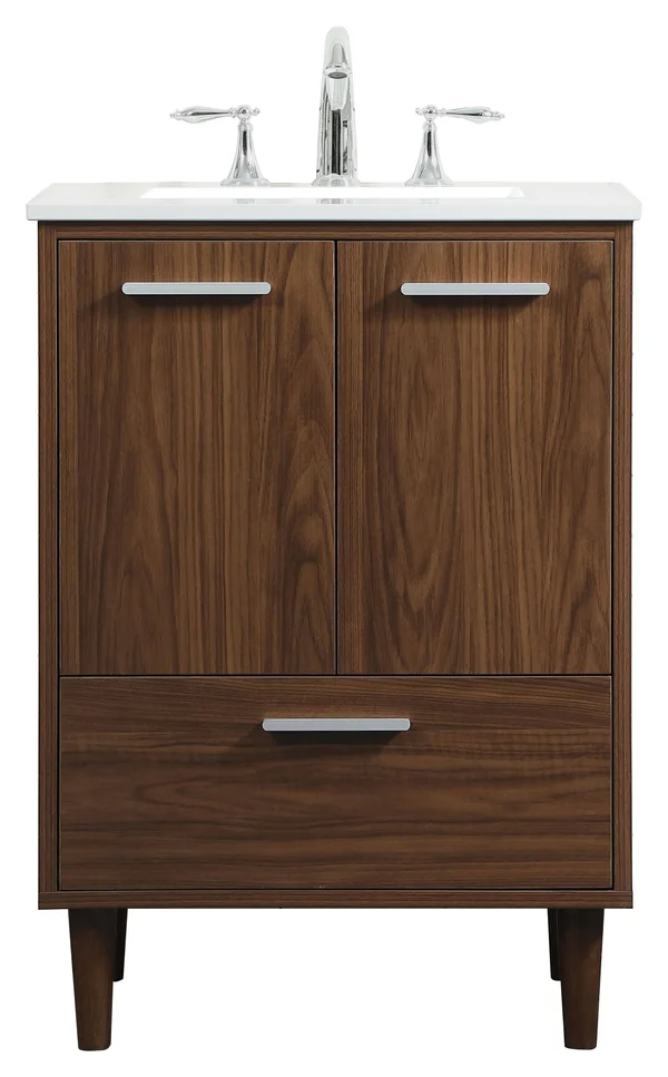 Elegant 24 inch Bathroom Vanity in Walnut VF47024MWT