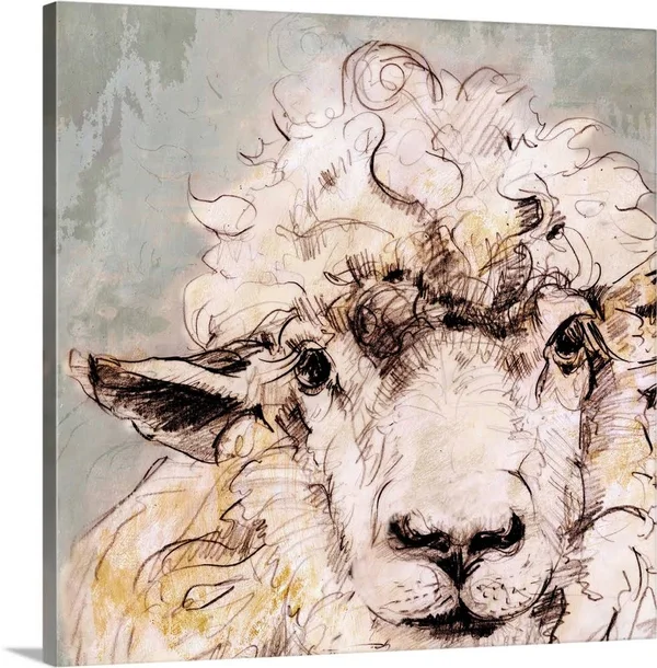 Sheep - Large Solid-Faced Canvas Wall Art Print, Great Big Canvas