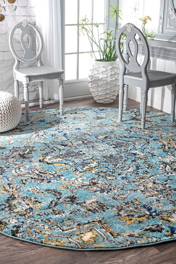 nuLOOM Taunya 8& Round Area Rug in Aqua