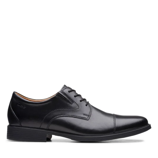 Clarks Mens Whiddon Cap Black Leather Size 14