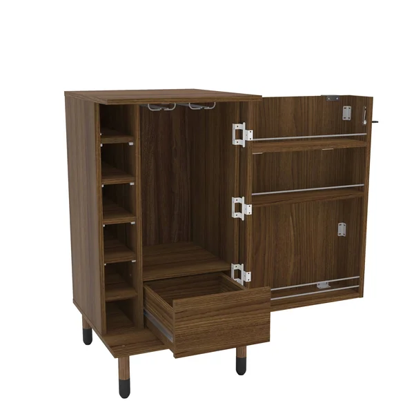Boahaus Wrexham Expandable Bar Cabinet - 01 DOOR, 06 Wine Racks, 01 Drawer