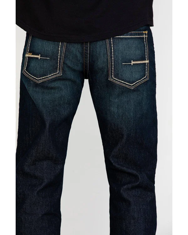 Ariat Men's Rebar M5 Slim DuraStretch Edge Stackable Straight Leg Jeans, 10028691, Cobalt