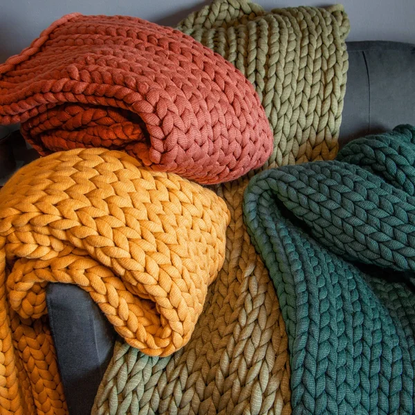 Chunky Knit Throw - Grey