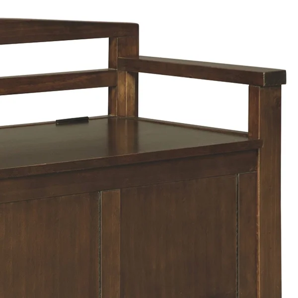 Benzara Transitional Style Wooden Bench with Lift Top SEAT - Brown, 17 x 46 x 26.88 in