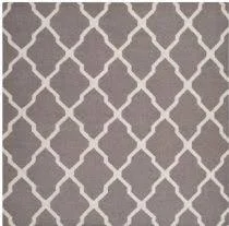 Safavieh Dhurries Contemporary Area Rug Collection in Dark Gray-Ivory Color - Size: Square 6'