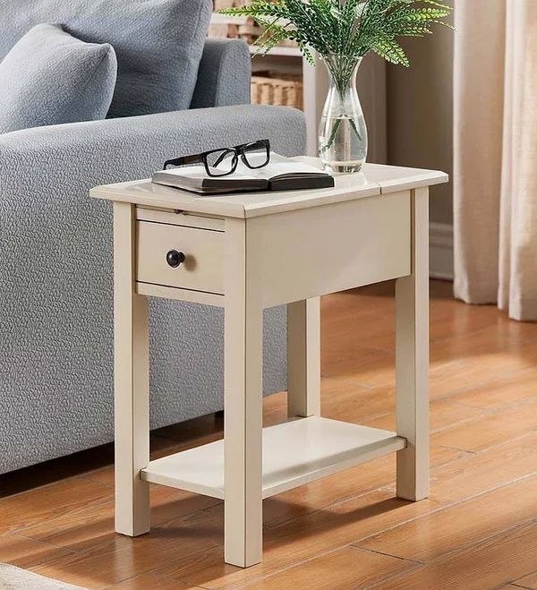 One Source Living Sutton Side Table with Charging Station in Black