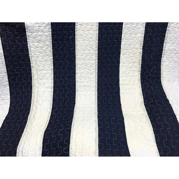 Porch & den AmeriSTAR Sailor Navy Striped Cotton Quilt Set - Queen