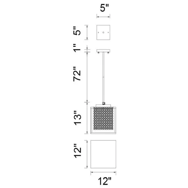CWI Lighting Cube 3 Light Chandelier - Chrome