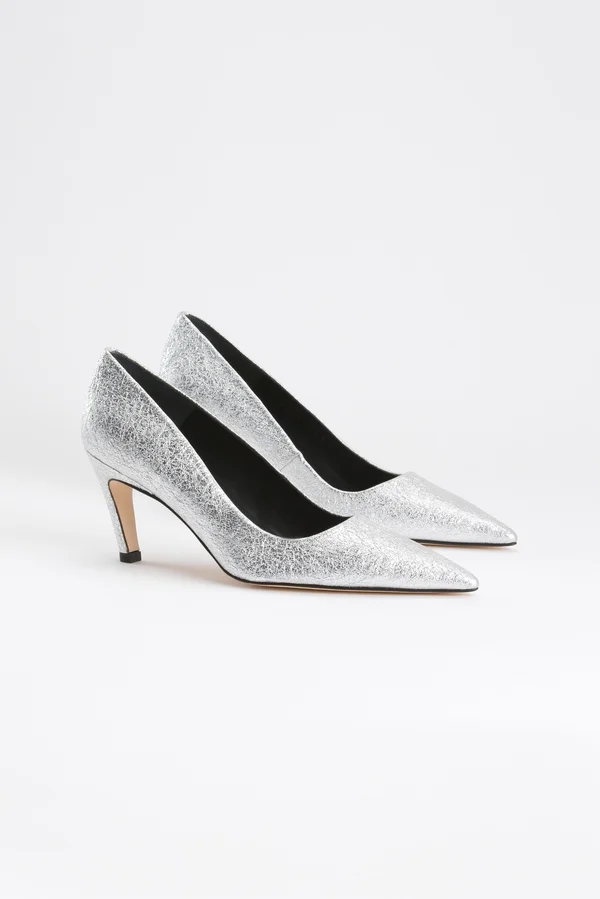 Good American Women's Icon Pump 75 in Silver Crackle - Size 9