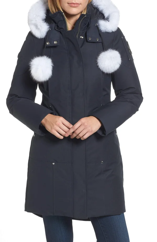 Moose Knuckles Women's Stirling Parka - Navy w/ Natural Fur - Xs