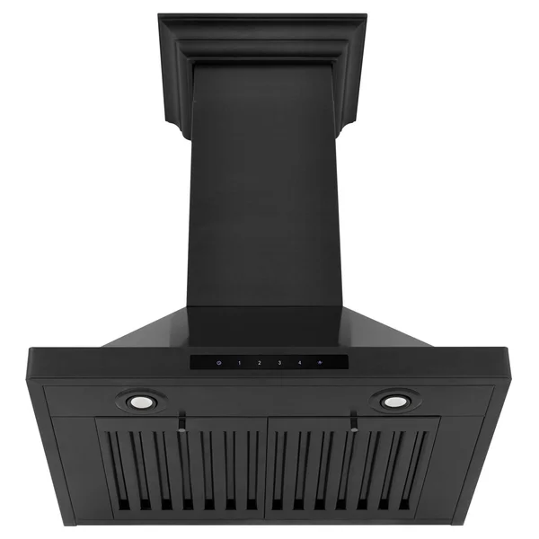ZLINE Convertible Vent Wall Mount Range Hood in Black Stainless Steel with Crown Molding (BSKBNCRN) 30 inch