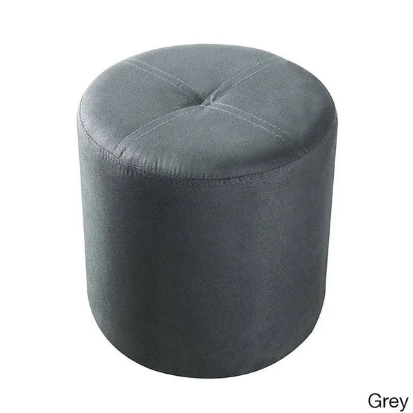 Porch & Den Lodo Wynkoop Round Upholstered Stool Ottoman, Black