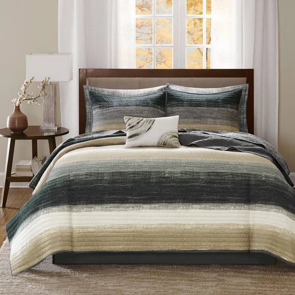 Carson Carrington Jutland Taupe Complete Coverlet and Cotton Sheet Set - California King