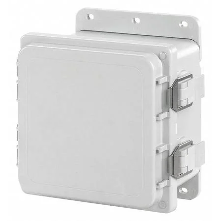 Hoffman 10 inH x 8 inW x 4 Ind Non-Metallic Enclosure, Light Gray, Knockouts: No, Quick Release Latch Closur A1084PHC