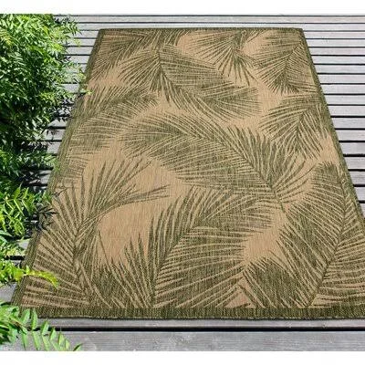 Adal Floral Green Indoor, Outdoor Area Rug Beachcrest Home Rug Size: Rectangle 4&10x22 x 7&6x22