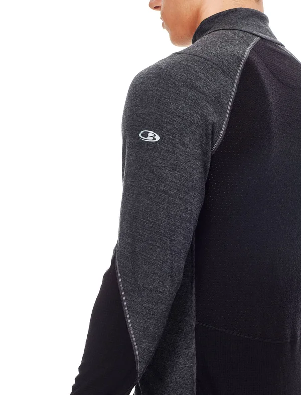 Icebreaker Men's Winter Zone LS Half Zip - Medium - Jet Heather - Black, Lunar