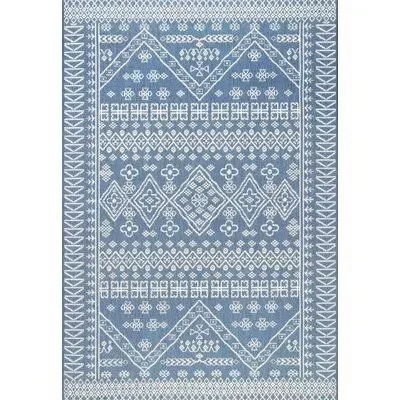 Zahara Blue Indoor, Outdoor Area Rug Union Rustic Rug Size: Oval 5& x 8&