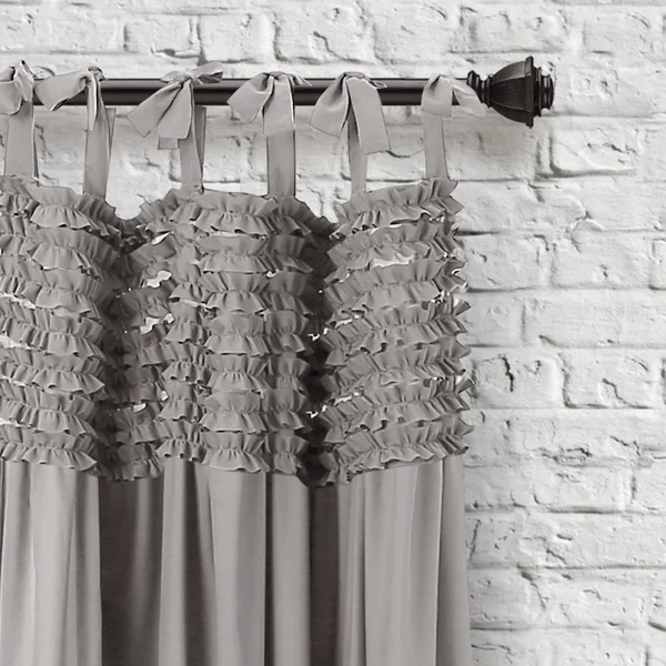 Lush Decor Lydia Ruffle Window Curtain Panels Gray 40X95 Set