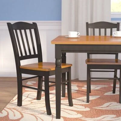 Weldy Upholstered Slat Back Side Chairs Red Barrel Studio Finish: Black and Oak