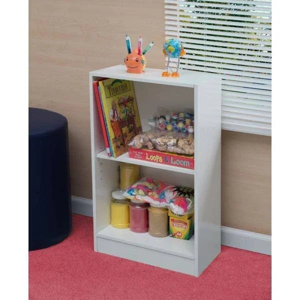 Brasas White Wood Grain Two-Shelf Bookcase