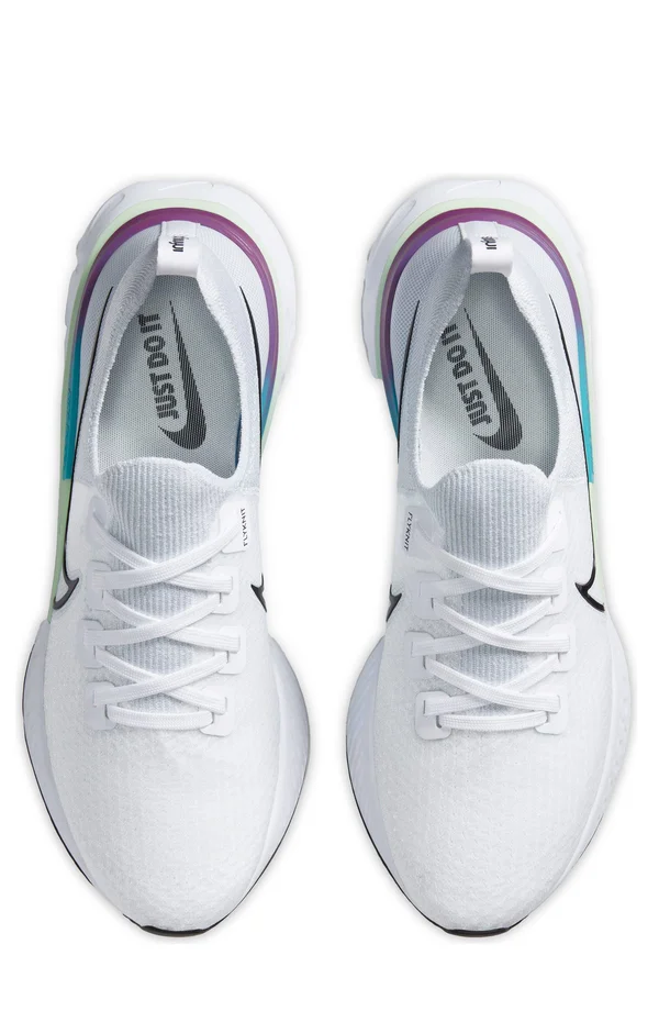 Nike React Infinity Run Flyknit White/Black/Vapor Green Men's Running Shoes, Size: 9.5