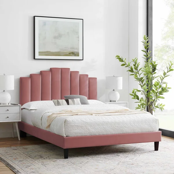 Modway Elise Full Performance Velvet Platform Bed MOD-6877 - Light Gray