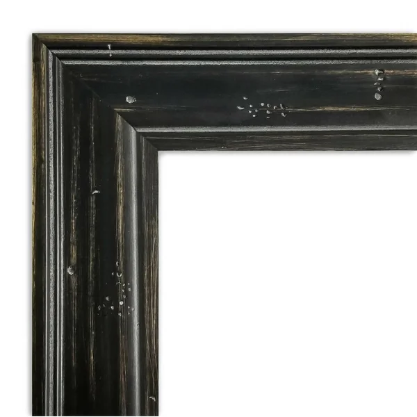 Amanti Art Narrow Rustic Black Pine 21x22 x 27x22 Framed Wall Mirror