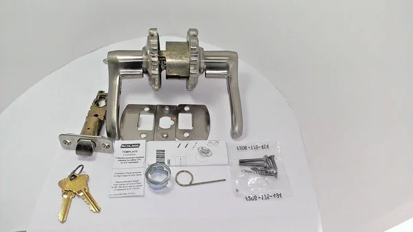 Schlage F51A Flair with Brookshire Rose Keyed Entry Lock Satin Nickel Finish
