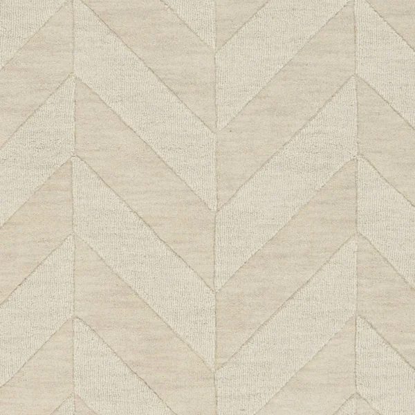 Solid BHS-0022391 Loomed Wool Ivory Chevron Area Rug, 4' x 6'