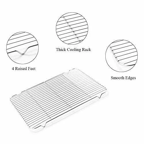 WEZVIX Large Baking Sheet with Cooling Rack Stainless Steel Baking Tray Cookie S