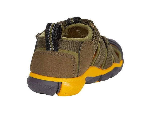 Keen Kids& Seacamp II CNX Sandal - 10 - Military Olive - Saffron