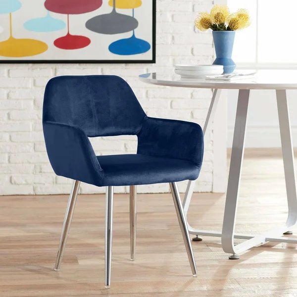 55 Downing Street Martin Navy Blue Fabric Modern Dining Chair