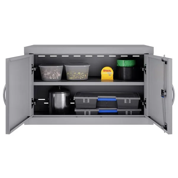 Pemberly Row Wall Mounted Upper Cabinet 18x30x13 Adjustable Shelf in Platinum - PR-4753-1947106