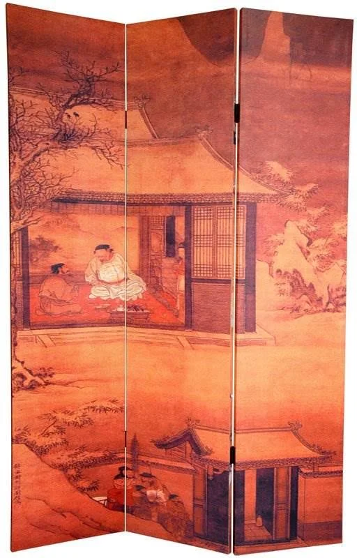 Oriental Furniture 6 ft. Tall Double Sided Chinese Landscapes Canvas Room Divider